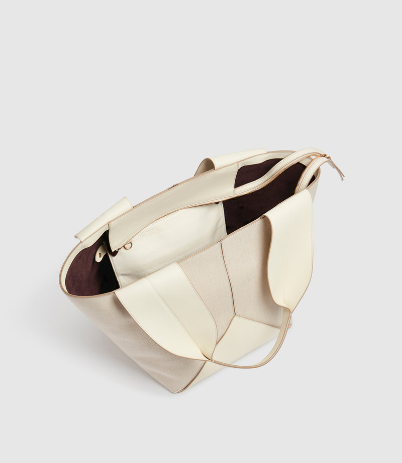 Market Bag Natural Linen and White Sand