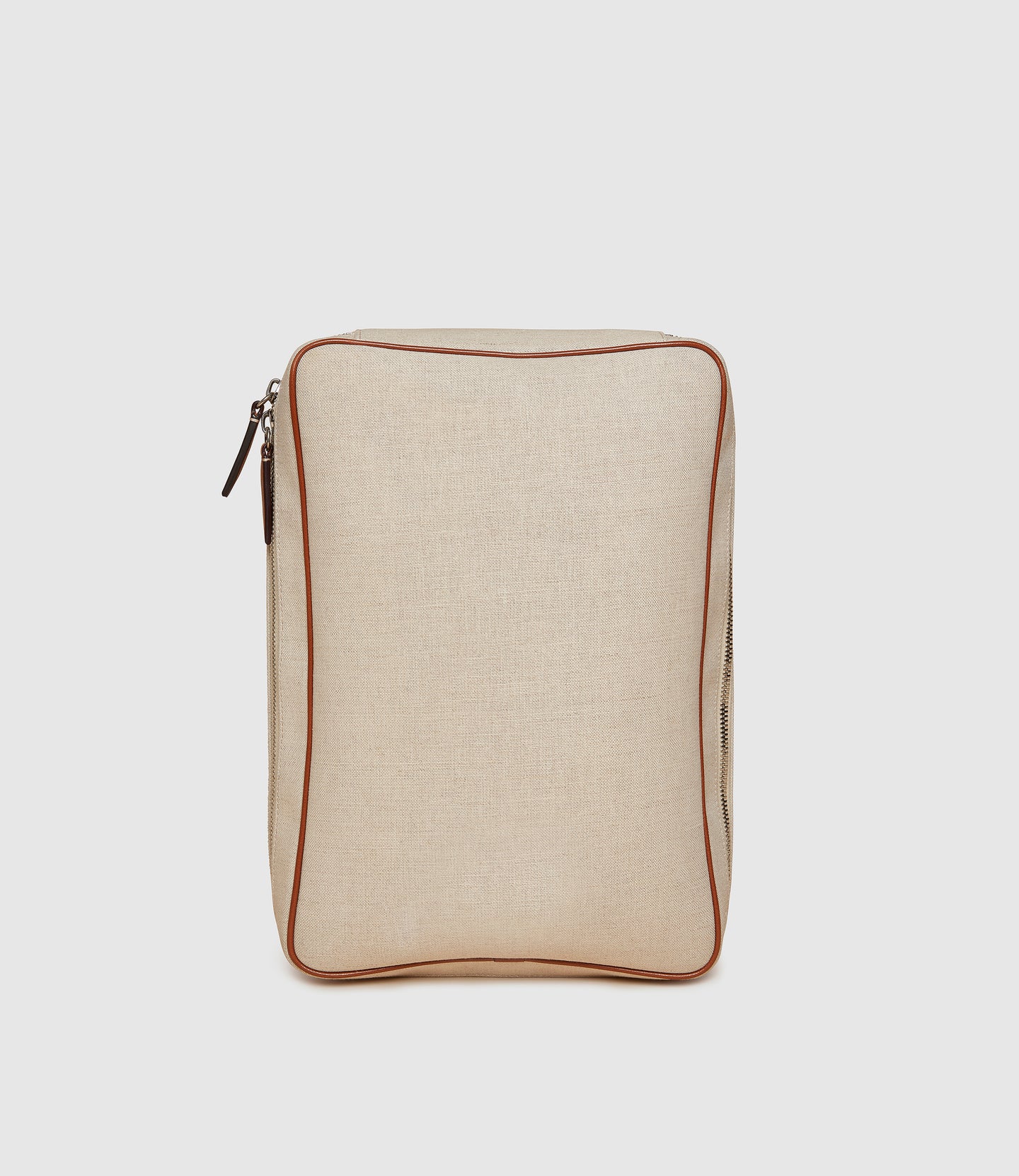 Large Travel Organiser Natural Linen with Cognac