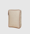 Large Travel Organiser Natural Linen with Cognac