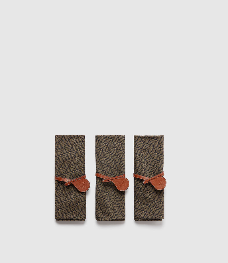 Set of 10 Napkin Rings in Buffalo Cognac