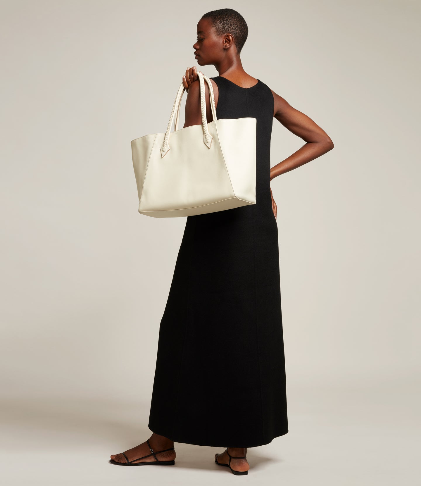 Vérité Collapsible Cabas Smooth Calfskin White Sand