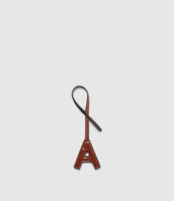 Personalisation Letter Charm Buffalo Cognac and Black with Salt Stitching