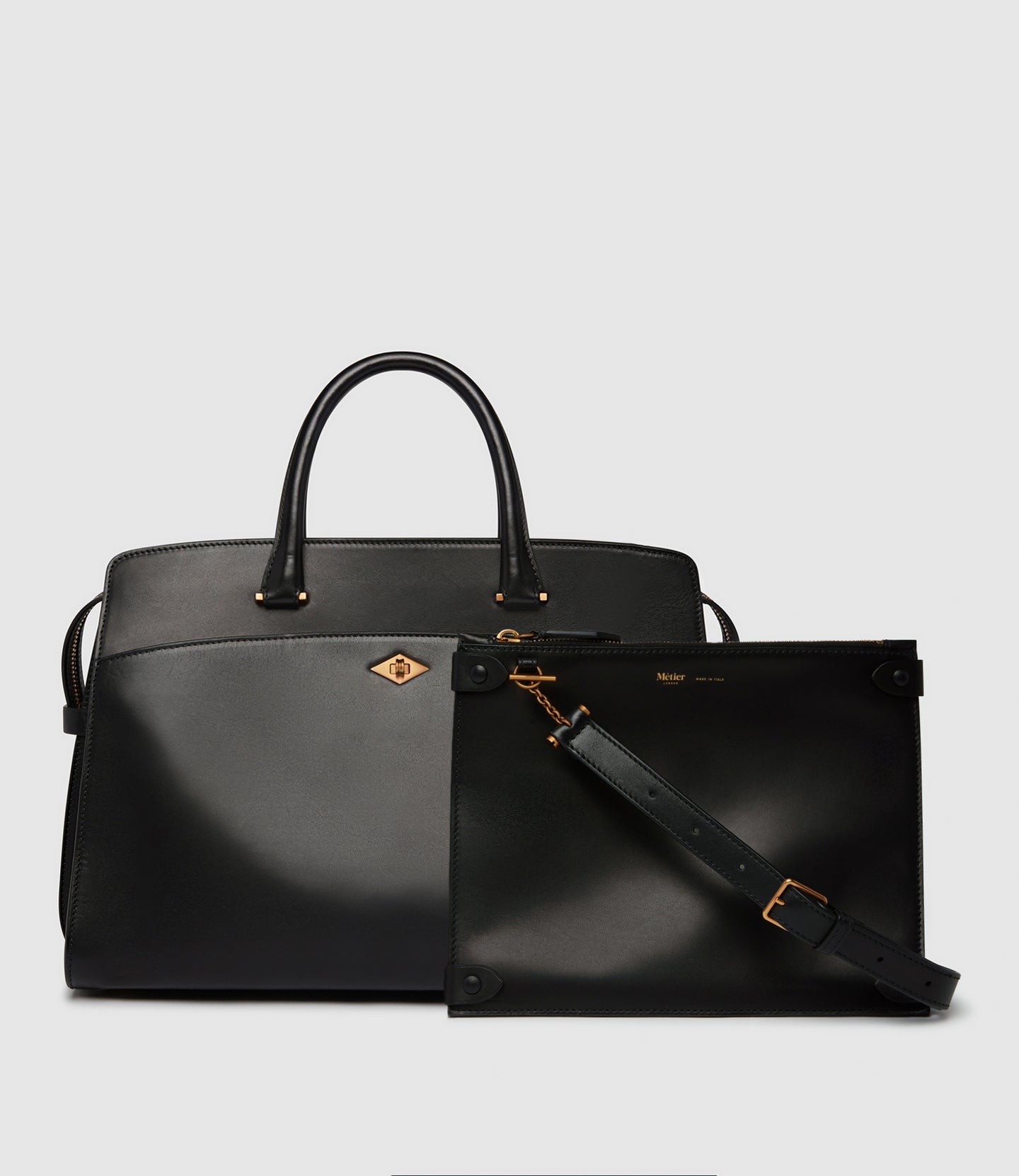 Private Eye Bag with Shoulder Strap Atelier Calfskin Black