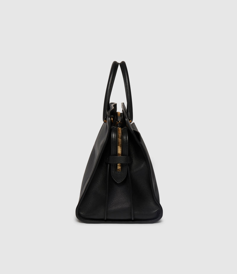 Private Eye Bag with Shoulder Strap Smooth Calfskin Black