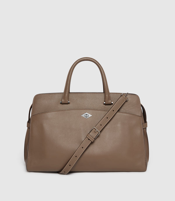 Private Eye Bag with Shoulder Strap Smooth Calfskin Taupe