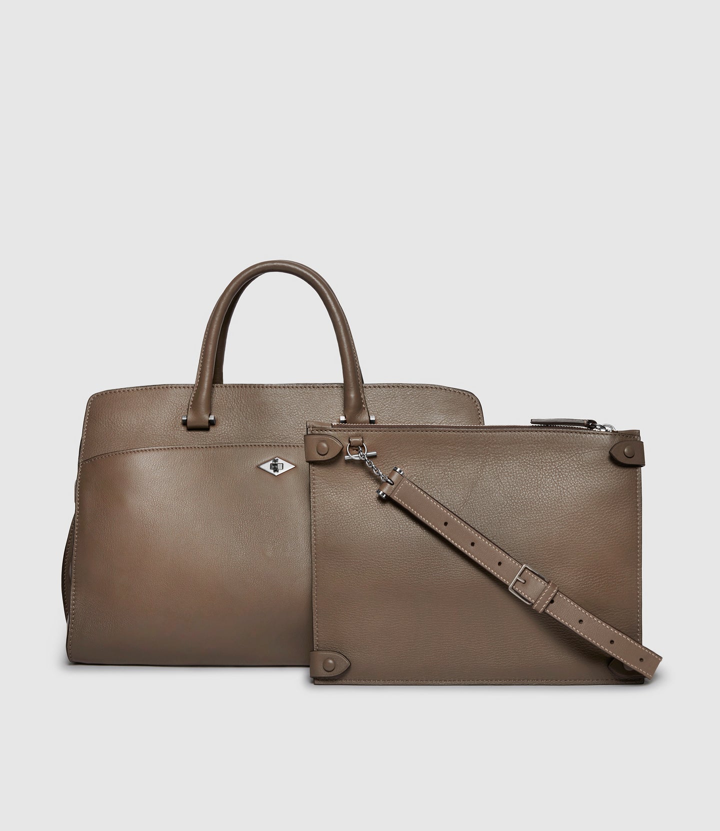 Private Eye Bag with Shoulder Strap Smooth Calfskin Taupe