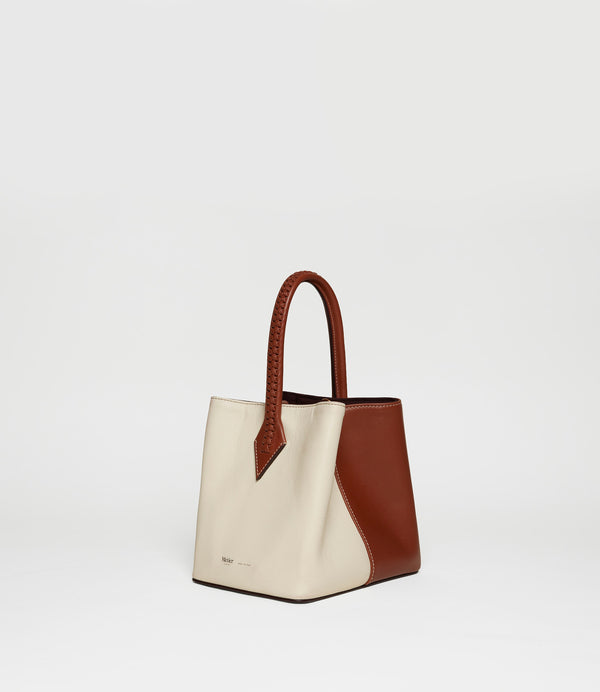 Vérité Mini Collapsible Tote Bag Smooth Calfskin White Sand Cognac