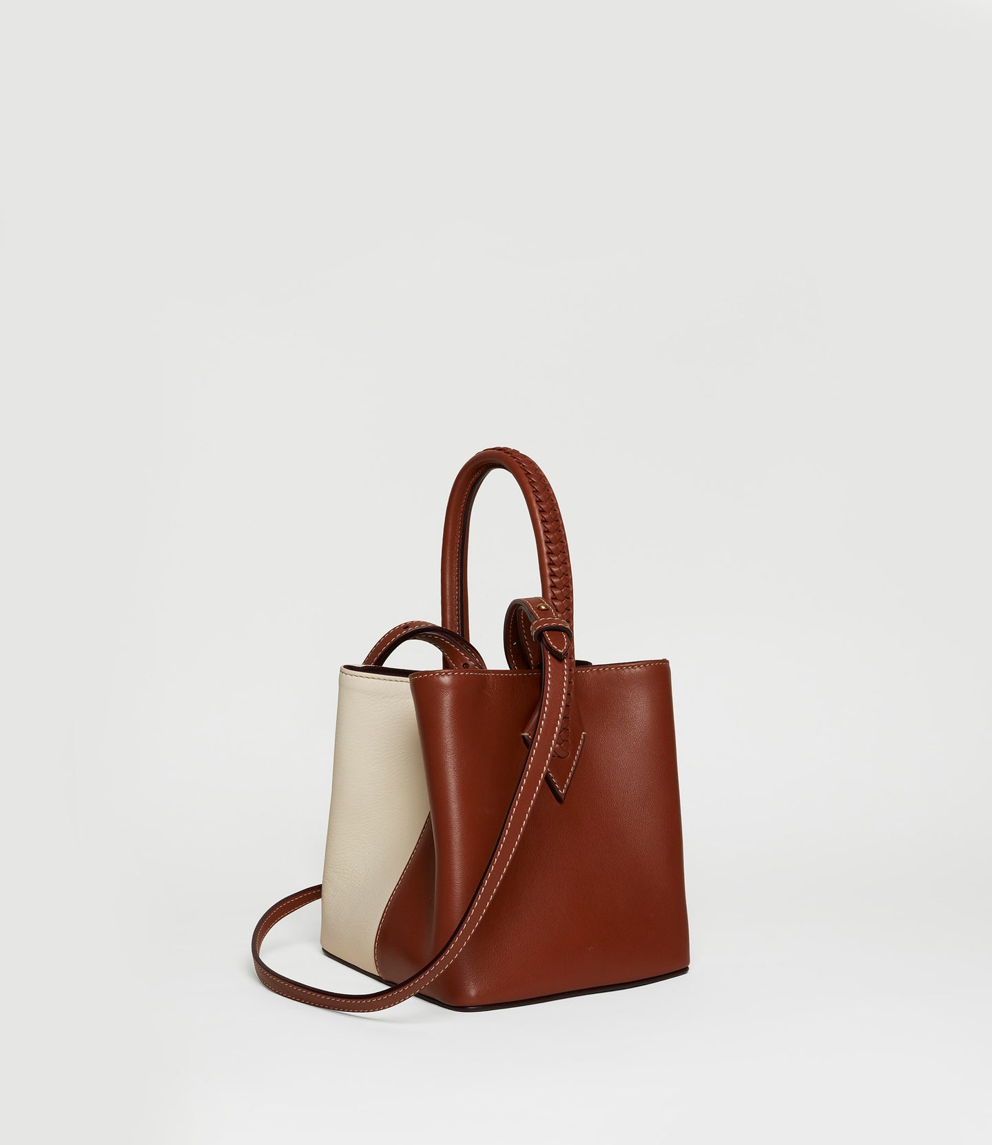 Vérité Mini Collapsible Tote Bag Smooth Calfskin White Sand Cognac
